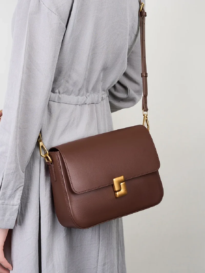 HTLT 100% Genuine Leather Women’s Shoulder & Crossbody Bag – Premium Cowhide Satchel for Everyday Elegance - Image 5