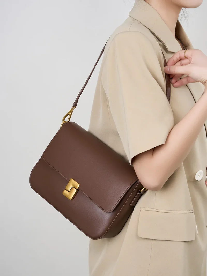 HTLT 100% Genuine Leather Women’s Shoulder & Crossbody Bag – Premium Cowhide Satchel for Everyday Elegance - Image 2
