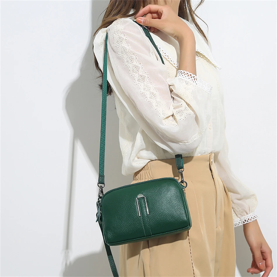 Genuine Leather Bag Luxury Women's Crossbody Bag for Woman Female Solid Color Clutch Phone Bags Shoulder Bag Messenger Bag Sac