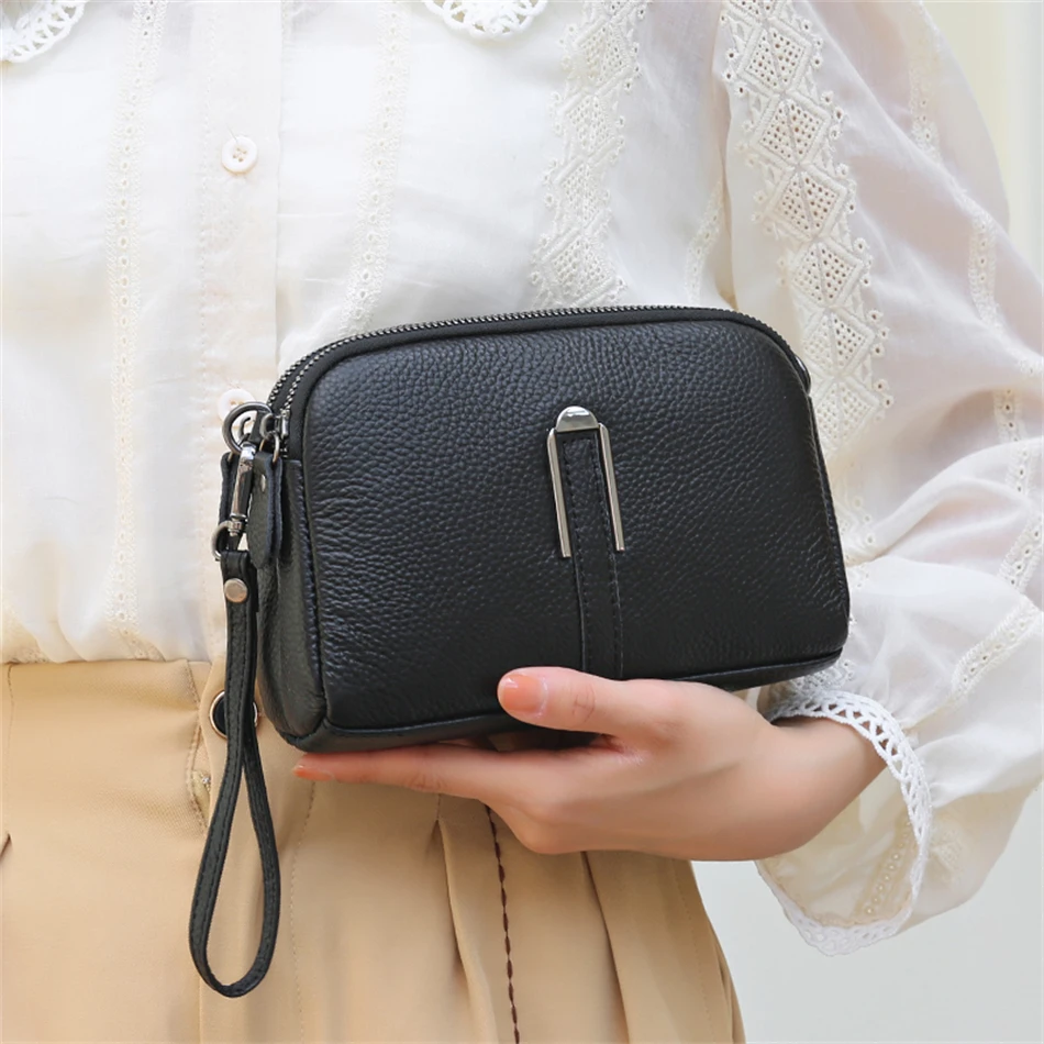 Genuine Leather Bag Luxury Women's Crossbody Bag for Woman Female Solid Color Clutch Phone Bags Shoulder Bag Messenger Bag Sac