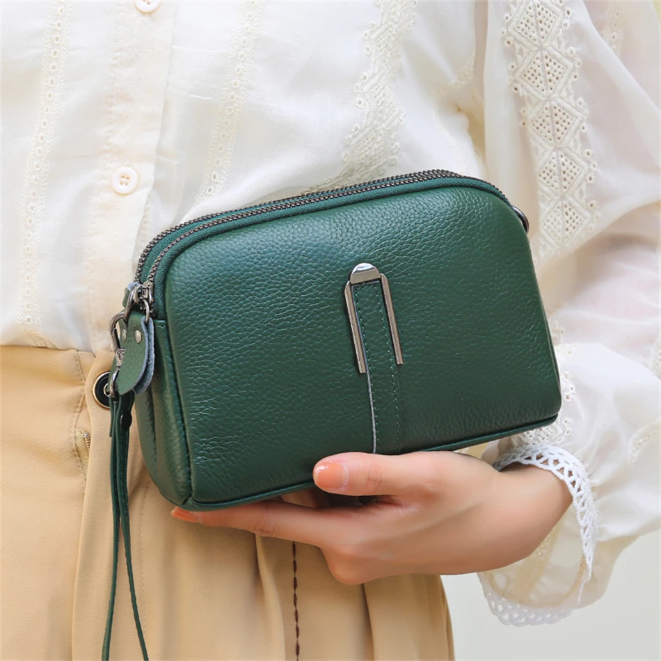 Genuine Leather Bag Luxury Women's Crossbody Bag for Woman Female Solid Color Clutch Phone Bags Shoulder Bag Messenger Bag Sac