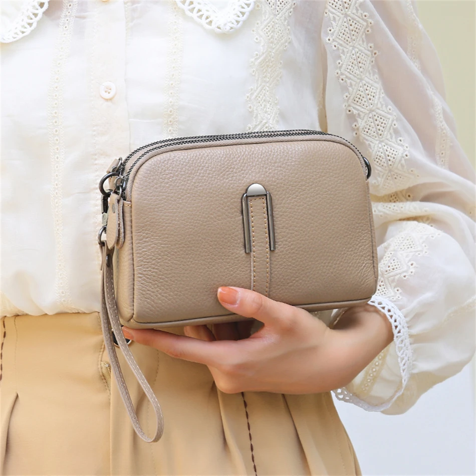 Genuine Leather Bag Luxury Women's Crossbody Bag for Woman Female Solid Color Clutch Phone Bags Shoulder Bag Messenger Bag Sac