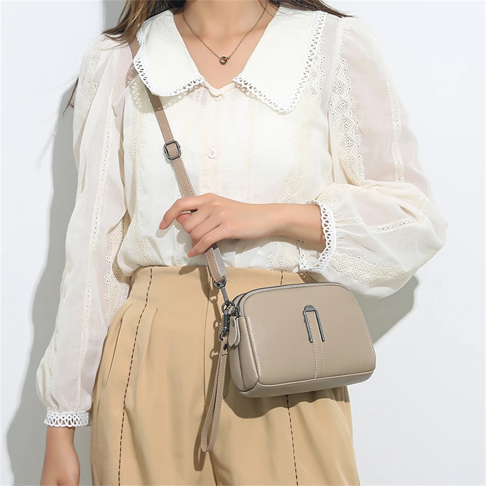 Genuine Leather Bag Luxury Women's Crossbody Bag for Woman Female Solid Color Clutch Phone Bags Shoulder Bag Messenger Bag Sac