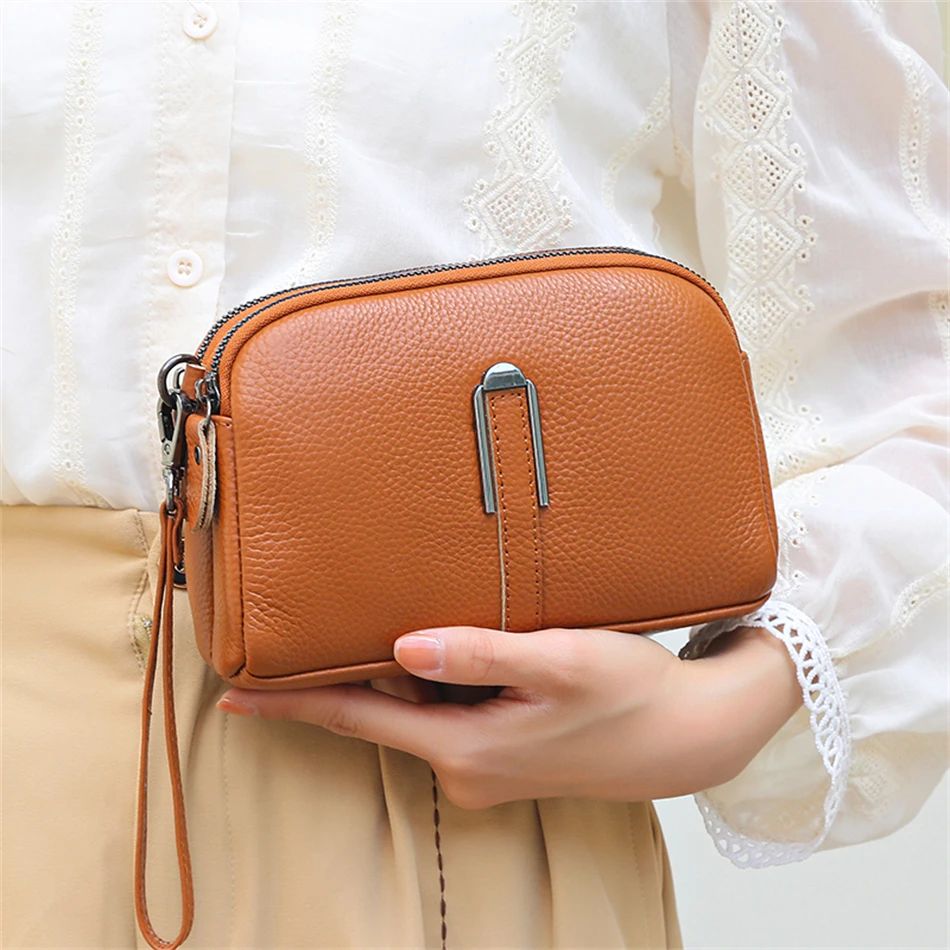 Genuine Leather Bag Luxury Women's Crossbody Bag for Woman Female Solid Color Clutch Phone Bags Shoulder Bag Messenger Bag Sac