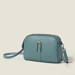 Genuine Cowhide Leather Crossbody Bag – Elegant Soft Flap Shoulder Purse for Women