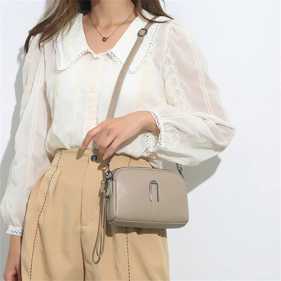 Genuine Leather Bag Luxury Women's Crossbody Bag for Woman Female Solid Color Clutch Phone Bags Shoulder Bag Messenger Bag Sac