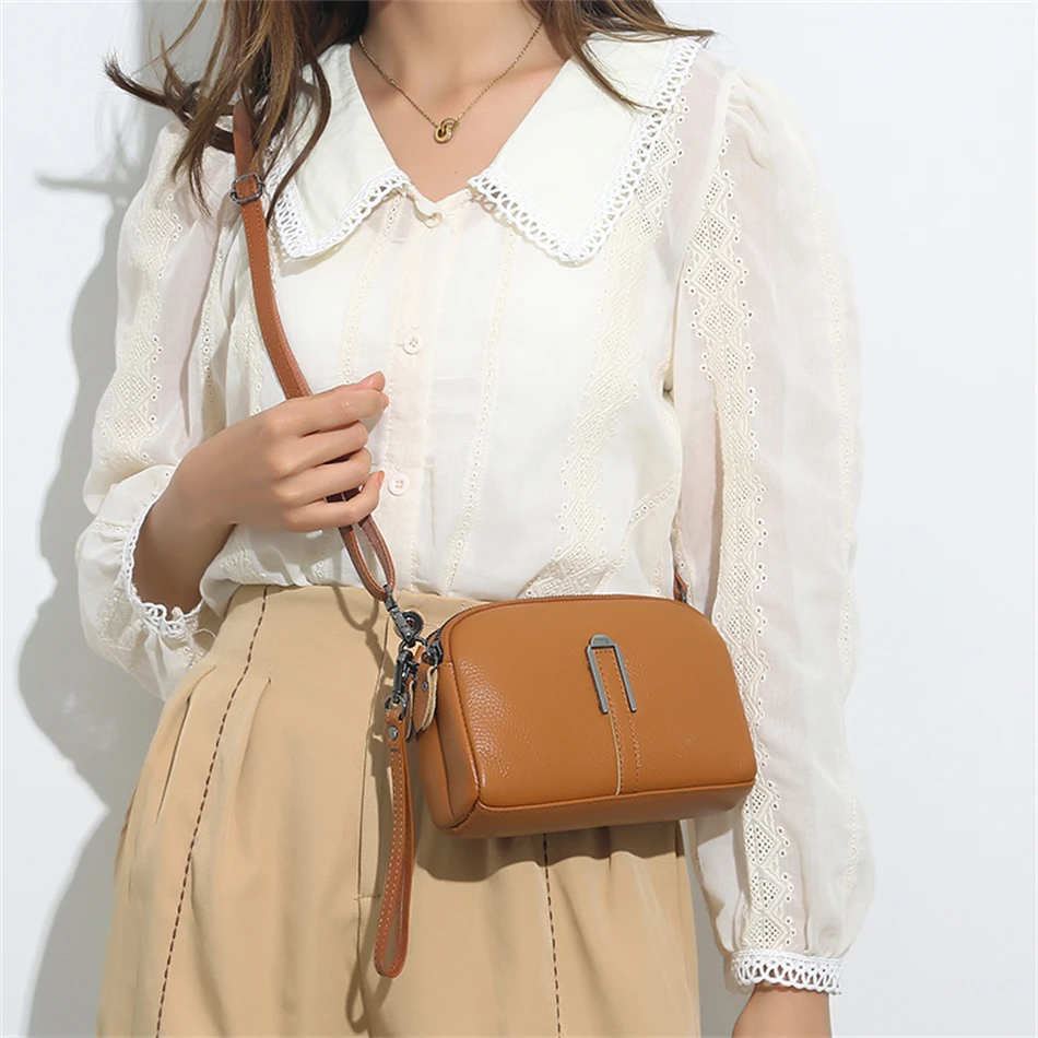 Genuine Leather Bag Luxury Women's Crossbody Bag for Woman Female Solid Color Clutch Phone Bags Shoulder Bag Messenger Bag Sac