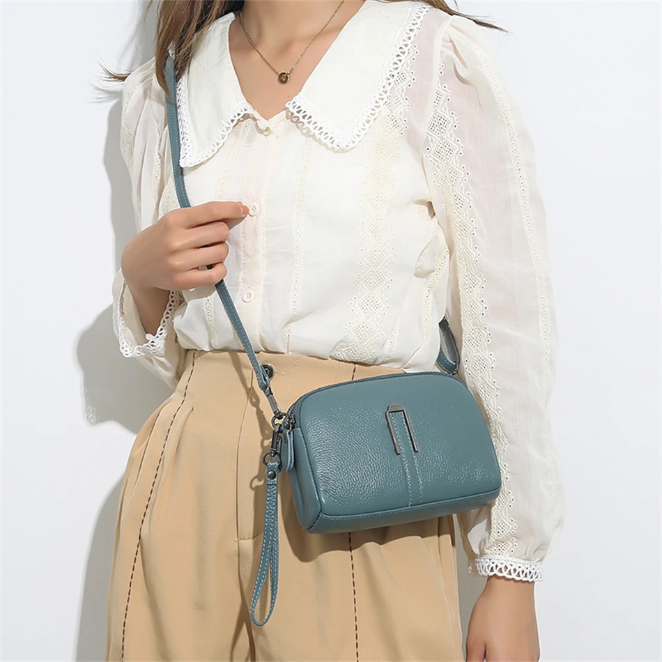 Genuine Leather Bag Luxury Women's Crossbody Bag for Woman Female Solid Color Clutch Phone Bags Shoulder Bag Messenger Bag Sac