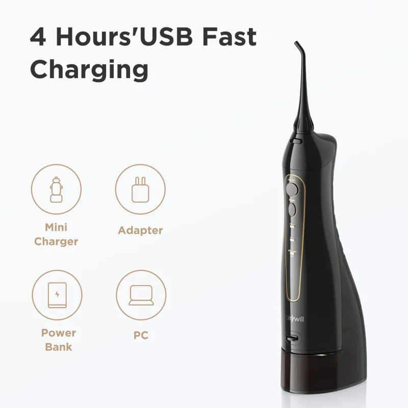 Fairywill Water Flossers for Teeth 300ML Oral Irrigator Rechargeable Portable Dental 3 Modes Water Tank Waterproof Teeth Cleaner - Image 5