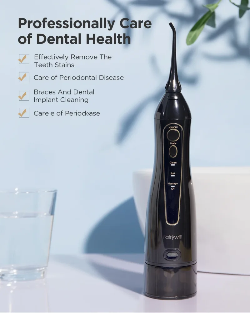 Fairywill Water Flossers for Teeth 300ML Oral Irrigator Rechargeable Portable Dental 3 Modes Water Tank Waterproof Teeth Cleaner - Image 6