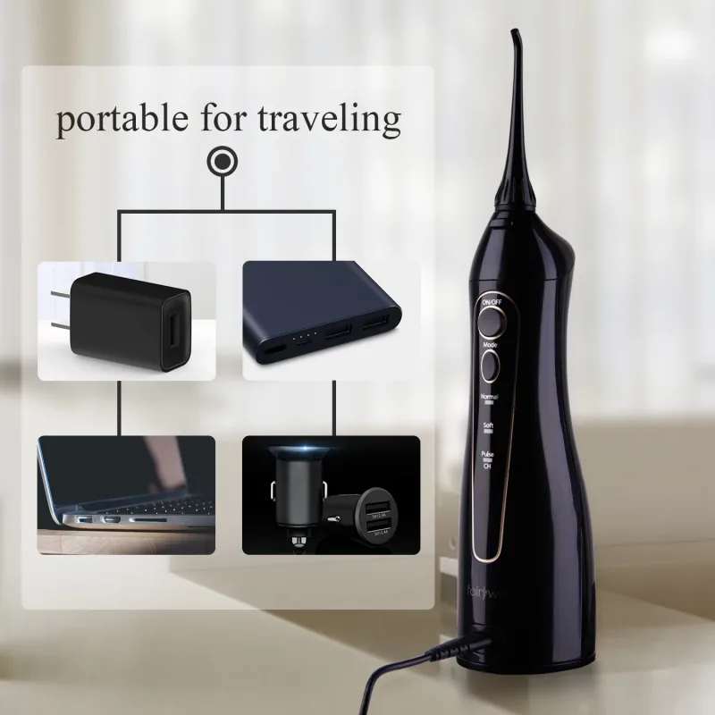 Fairywill Water Flossers for Teeth 300ML Oral Irrigator Rechargeable Portable Dental 3 Modes Water Tank Waterproof Teeth Cleaner - Image 4