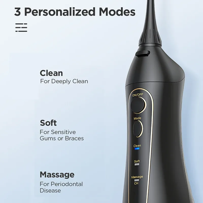 Fairywill Water Flossers for Teeth 300ML Oral Irrigator Rechargeable Portable Dental 3 Modes Water Tank Waterproof Teeth Cleaner - Image 3